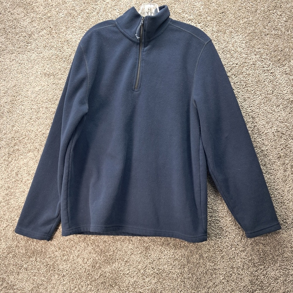 St Johns Bay Mens Navy Blue Fleece Quarter Zip‎ Pullover Sweater Size M RN93677